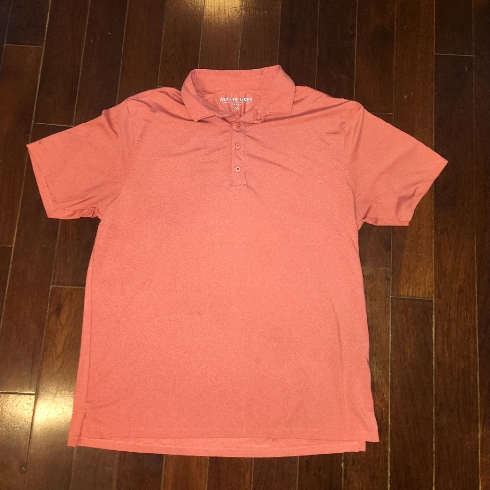 Matte Grey Performance Polo Shirt – Coral | Size Large